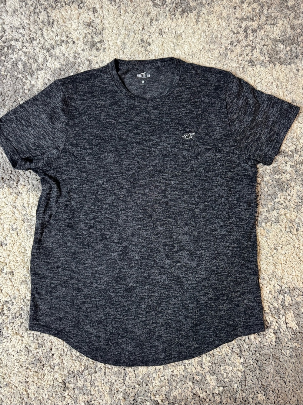 Hollister, Men's Heather Dark Gray Short Sleeve Curved Hem Crew Tee, XL